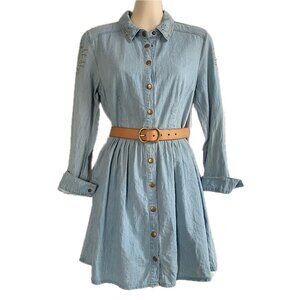 Sans Souci Denim Dress with Metal Embellishment – Size S – Great Condition
